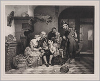 KG 09823
<br/>
Interieur met rouwende familie
<br/>
<em>Waanders, Franciscus Bernardus (1809-1880)</em>